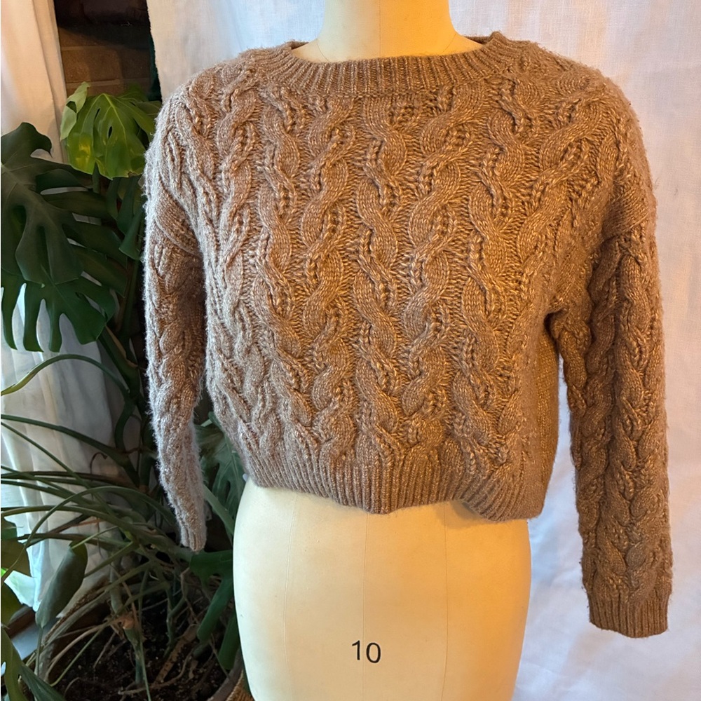 Jessica Simpson Cable Knit Sweater in Tan